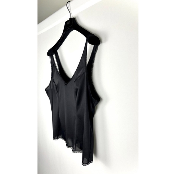 Vintage 1980’s ‘Vassarette’ Satin Nylon Scoop Neck Black Slip Top - Large - Picture 5 of 10